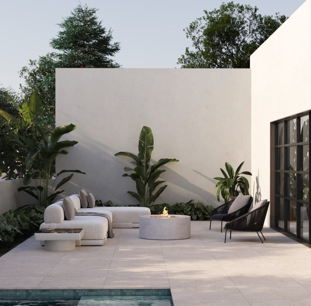 Patio con alberca, piso Alpes Cesantoni