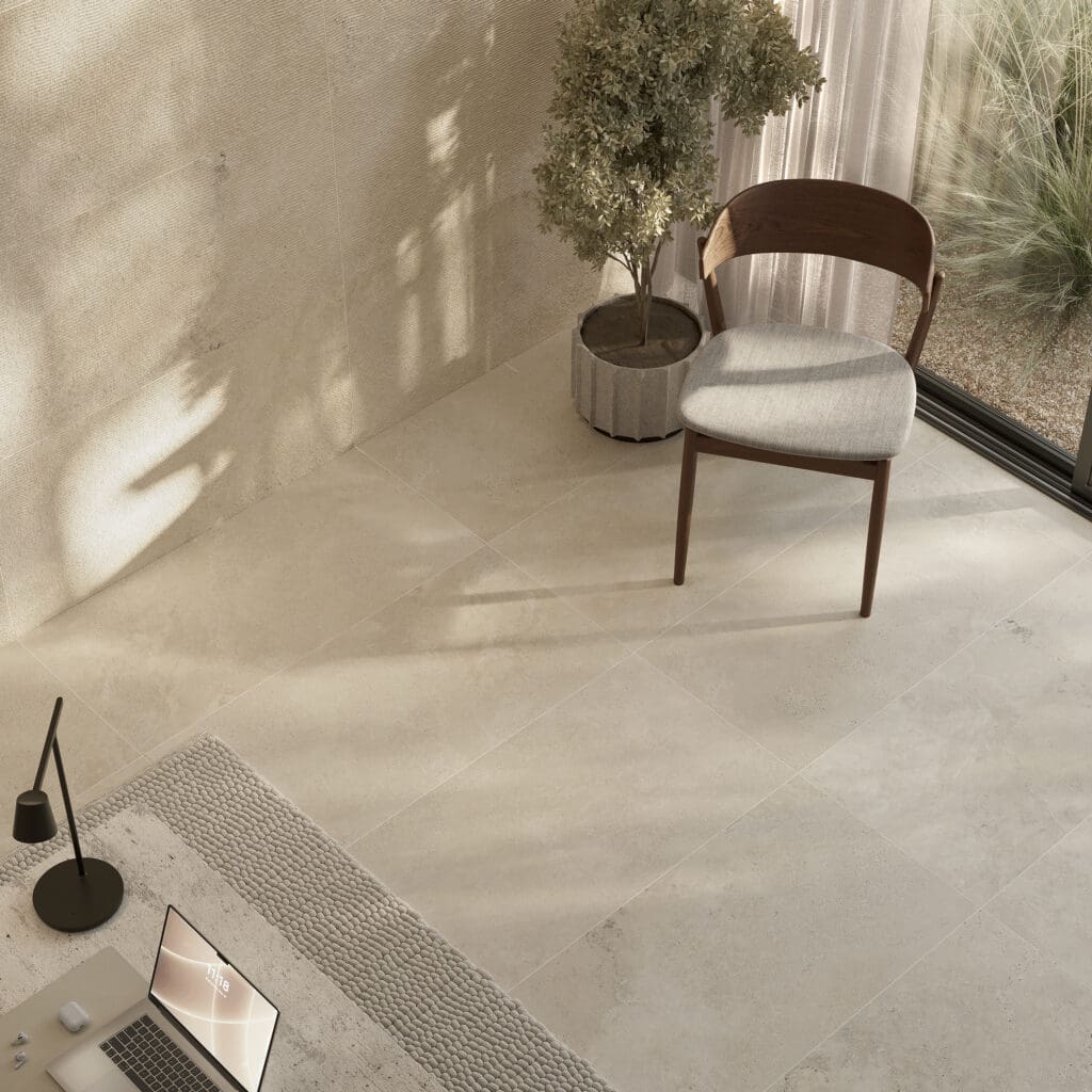 Cesantoni porcelánico tipo piedra para oficinas