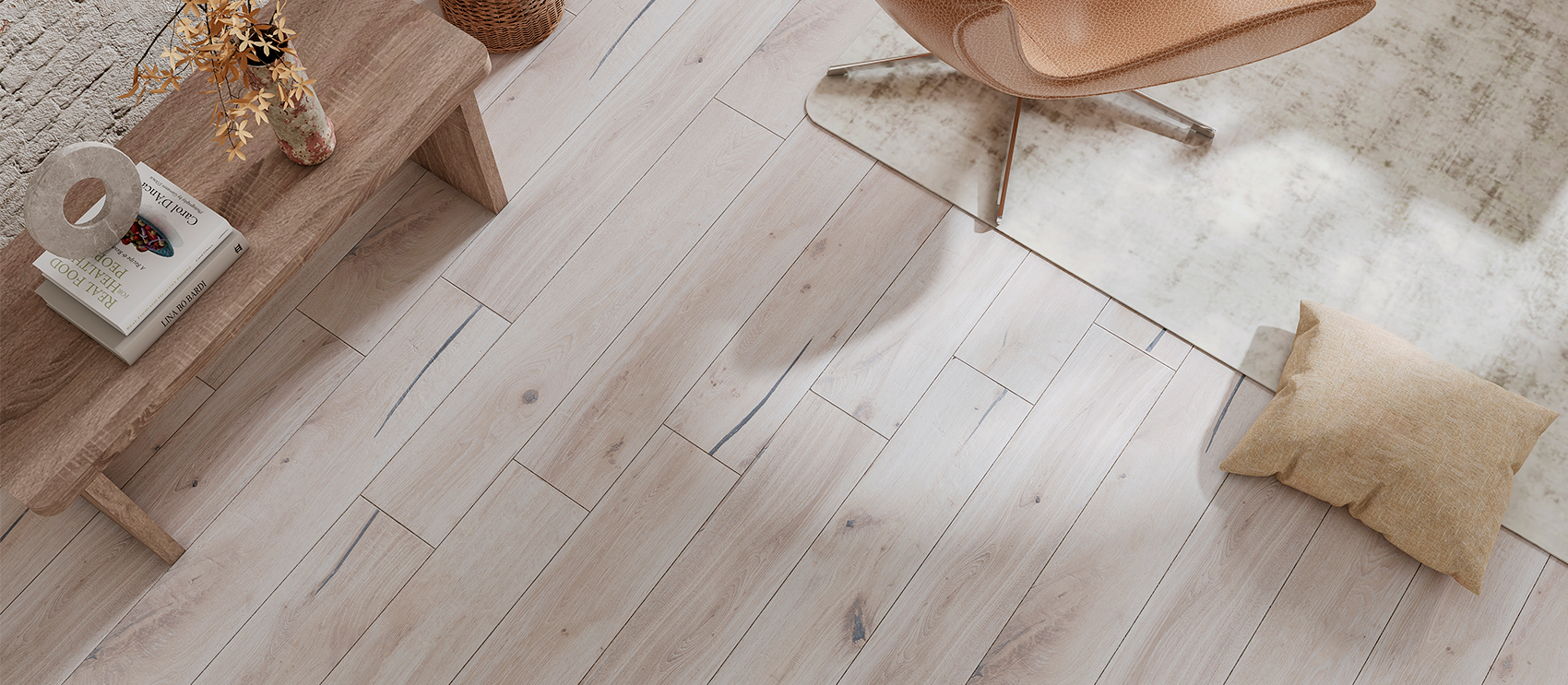 Porcelanato tipo madera - sala