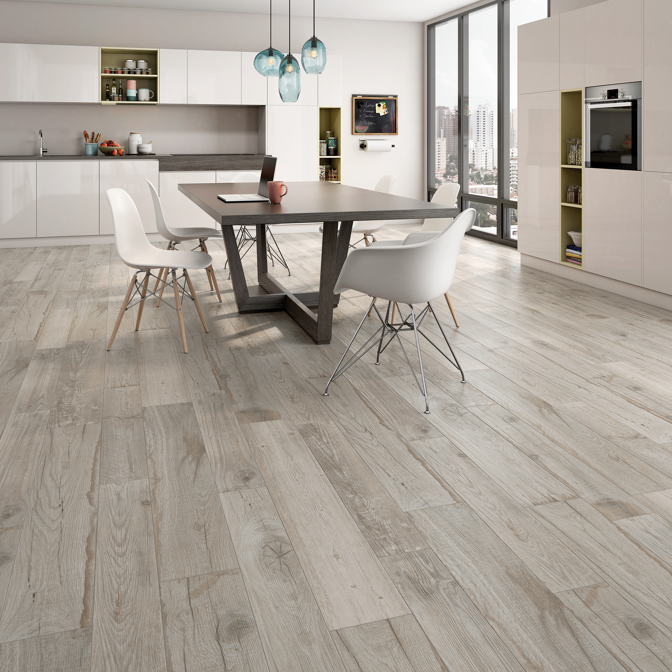Porcelanato tipo madera - sala