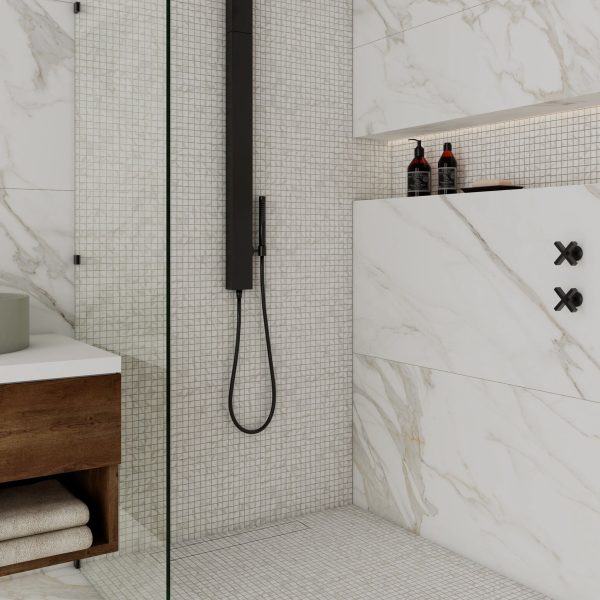 Baño Porcelanato tipo mármol Livia